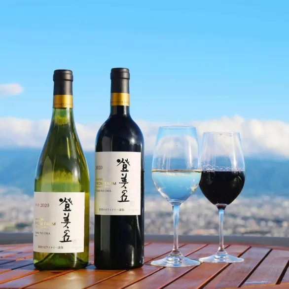 Two bottles of Suntory wine one white one red